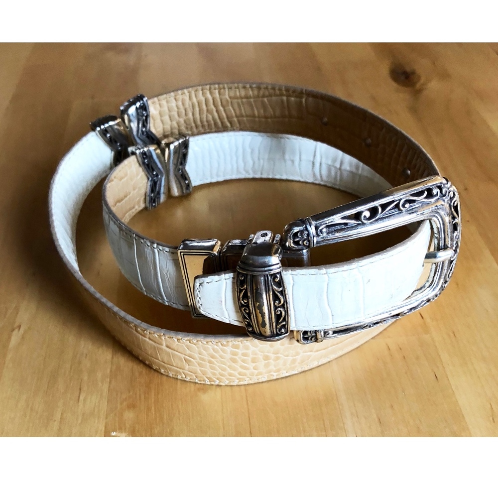 Brighton 2 tone Buckle Belt White Nude Convertible